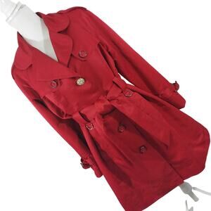 JONES NEW YORK! RIPE RED TRENCHCOAT STYLE BELTED WAIST, STITCHED JACKET! SZ L